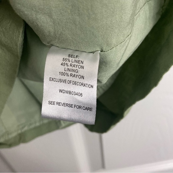 Lost + Wander Sage Green Emilia Mini Dress Linen Blend Sz L - Picture 8 of 14